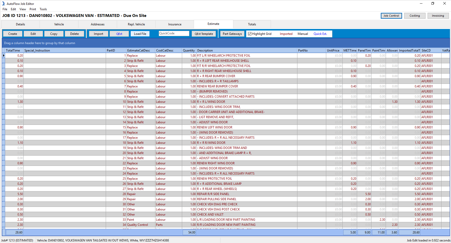 JOB EDIT | Ability to Import .CSV Estimate Files