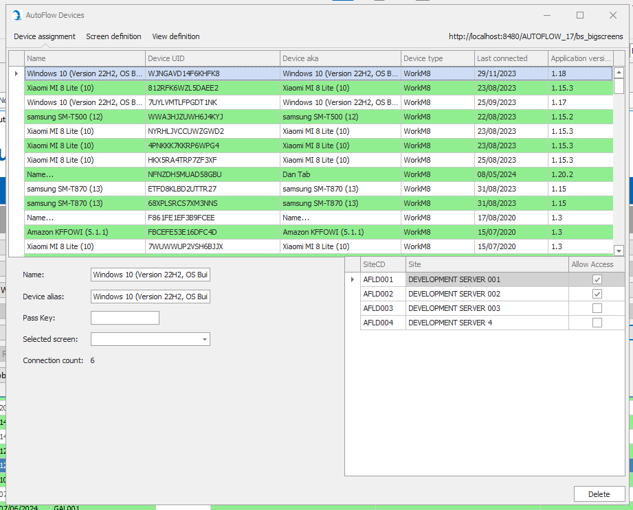 PARAMETERS | DEVICES | Site Name Shown on Grid